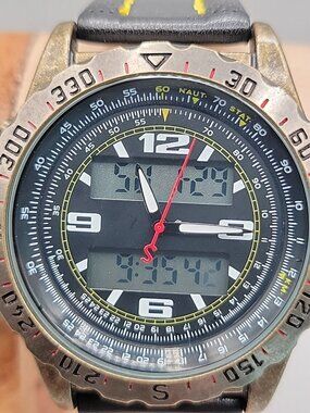 Stauer Centurion Hybrid Chronograph Watch Dual Analog Digital Mens Model 20409